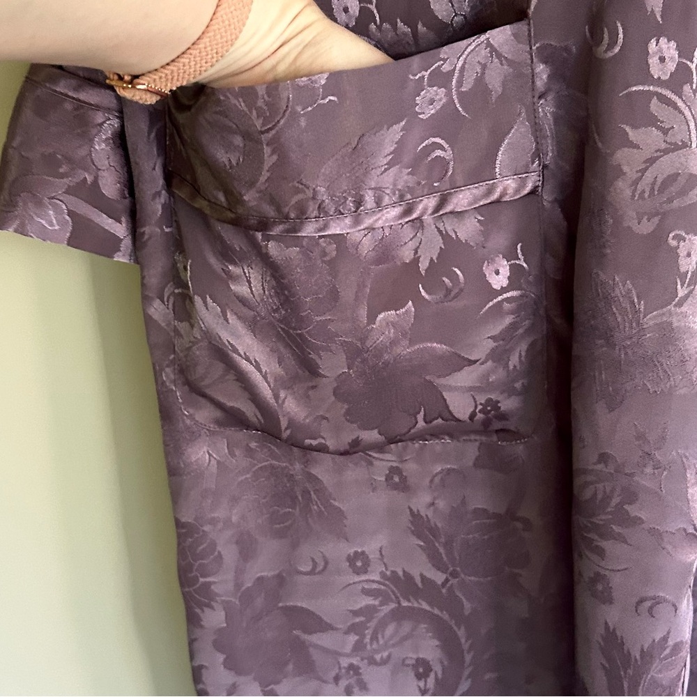 VINTAGE 80S VICTORIA’S SECRET Gold Label Silky Satin Floral Jacquard Robe | Sz S - Picture 6 of 16